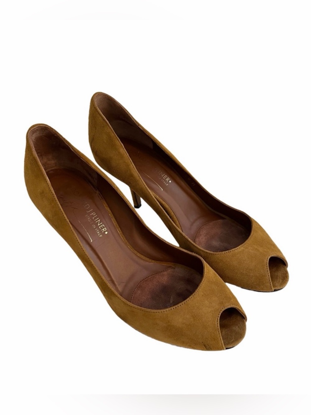 Donald J. Pliner Mustard Suede "Parr" Peep Toe Heel 8